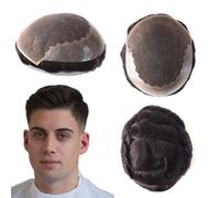 Natural Mens Toupee Hair Replacement System French Lace Human Hairpiece Q6 #1B
