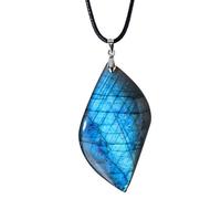 Natural Moonstone Pendant - Labradorite Crystal Necklace Jewelry, Polished Gemstone Charm Accessory | For Women Adults Valentine Birthday Christmas Holiday Gift Use, Labradorite Necklace, Gemstone Pen