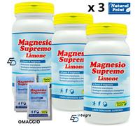 NATURAL POINT - Magnesio Supremo Limone 3 x150g = 450g + Omaggio 2 Bustine