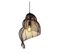 Natural Rattan Basket Pendant Spiral Woven Chandelier Creative Tropical Beach Hanging Light Fixture Lights for Hallway Entryway Kitchen Island Dining Room(35 * 55cm)