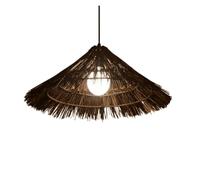 Natural Rattan for Dining Room, Kitchen, Restaurant - Vintage/Country Style Chandelier Cone Shade Crafts Pendant Light Fixtures(Brown,50CM)