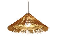 Natural Rattan for Dining Room, Kitchen, Restaurant - Vintage/Country Style Chandelier Cone Shade Crafts Pendant Light Fixtures(Natural Wood Color,40CM)