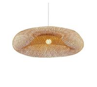 Natural Rattan Primitive Lighting Hollow Wicker Pendant Light Fixture, Rustic Asian Chandelier for Kitchen Island Dining Room Living Room(42cm*22cm)