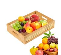 Natural Rattan Storage Baskets - Woven Boho Basket Bin, Handmade Style Organizer Crate, Decorative Home Storage Container | Pantry Shelf Tabletop Bedroom Organization For Blankets Books Toys Clothes
