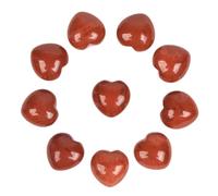 Natural Red Jasper Gemstone Healing Crystal 08 Mini Puffy Heart Pocket Stone Iron Gift Box Pack of 10
