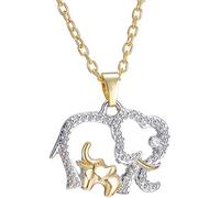 Natural Rhinestone Mother & Elephant Pendant Necklace For Women And Nice processing