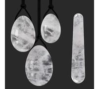 Natural Rock Quartz Yoni Eggs Set Kegel Esercizio Uova di giada forate Bianco Cristallo Yoni Bacchetta di pietra non forata Uova Forate Set No Box