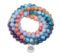 Natural Stone 108 for Men Apatite Sunstone 8MM Beads Women Yoga Meditation Charm Jewelry