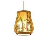 Natural Style Chandelier Lighting Chinese Imitation Parchment Lampshade Black Adjustable Light Cord Wood Craft Lights for Bedroom Restaurant with No (C,25 * 40cm)