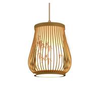 Natural Style Chandelier Lighting Chinese Imitation Parchment Lampshade Black Adjustable Light Cord Wood Craft Lights for Bedroom Restaurant with No (B,25 * 40cm)