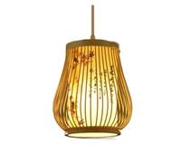 Natural Style Chandelier Lighting Chinese Imitation Parchment Lampshade Black Adjustable Light Cord Wood Craft Lights for Bedroom Restaurant with No (A,18 * 23cm)