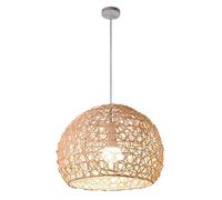 Natural Style Chandelier Lighting Spherical Cage Lantern with Metal Frame Hanging Light Pendant Lights for Restaurant Cafe Bar Dining Room(30CM)
