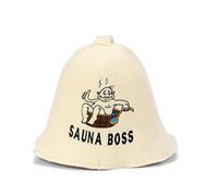 Natural Textile Capello da Sauna 'Sauna Boss Bucket' Bianco - Cappelli in Feltro di Lana Biologico 100% - Proteggi la Tua Testa dal Calore - Guida eBook per Sauna in Inglese Incluso