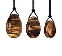 Natural Tiger Eye Stone Yoni Egg Set Yoni Jade Egg Kegel Exerciser Massage Balls, Drilled L WHRLQXM (Color : Drilled 3pc)