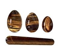 Natural Tiger Eye Stone Yoni Egg Set Yoni Jade Egg Kegel Exerciser Massage Balls, Drilled L WHRLQXM (Color : Undrilled 4pc)