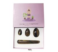 Natural Tiger Eye Stone Yoni Egg Set Yoni Jade Egg Kegel Exerciser Massage Balls, Drilled L WHRLQXM (Color : Undrilled With Box 2)
