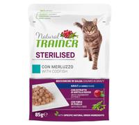 Natural Trainer Sterilised Bocconcini con Manzo e fibra di pisello Gatto adulto 85 g