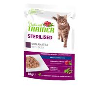 Natural Trainer Adult Sterilised Bocconcini in salsa 85 gr - Anatra - Confezione da 12 pezzi - Cibo umido per gatti - 1° ORDINE? scegli lo sconto BZR5 / BZR20 + 200 punti fedeltà