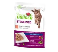 Natural Trainer Adult Sterilised Bocconcini in salsa 85 gr - Salmone - Confezione da 12 pezzi - Cibo umido per gatti - 1° ORDINE? scegli lo sconto BZR5 / BZR20 + 200 punti fedeltà