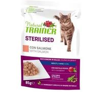Natural Trainer Cat Adult Sterilised con Salmone Bocconcini in Salsa Busta 85 g