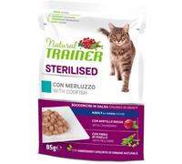 Trainer Sterilised Bocconcini con Manzo e Fibra di Pisello Gatto Adulto 85g
