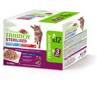 Natural Trainer Cat Sterilised multipack 12 x 85 gr: Tonno - Manzo