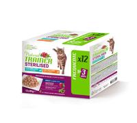Natural Trainer Cat Sterilised multipack 12 x 85 gr - Tacchino - Merluzzo - 1° ORDINE? scegli lo sconto BZR5 / BZR20 + 200 punti fedeltà