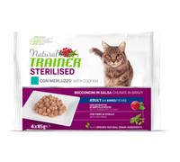 Natural Trainer Cat Sterilised multipack 4 x 85 gr Merluzzo - 1° ORDINE? scegli lo sconto BZR5 / BZR20 + 200 punti fedeltà