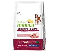 Natural Trainer Sensitive No Grain Medium&Maxi Adult con Maiale 3 kg - Crocchette monoproteiche cane - 1° ORDINE? scegli lo sconto BZR5 / BZR20 + 200 punti fedeltà