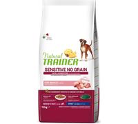 Natural Trainer Sensitive No Grain Monoproteico Animale - Cibo per a Cani Medium&Maxi Adult con Maiale e Patate - 12 Kg