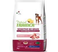 Natural Trainer Sensitive No Grain Monoproteico Animale - Cibo per Cani Adulti Medium&Maxi con Maiale e Patate - 3kg