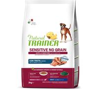 Natural Trainer Sensitive No Grain Monoproteico Animale - Cibo per Cani Adulti Medium&Maxi con Trota e Patate - 3kg