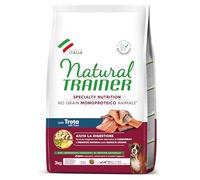 Natural Trainer Sensitive No Grain Monoproteico Animale - Cibo per Cani Adulti Medium&Maxi con Trota e Patate - 3kg
