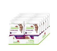 Natural Trainer Sterilised Cibo Umido per Gatti Adulti con Anatra, 12 Buste x 85 gr, 1020 gr