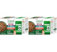 Natural Trainer Straccetti Cibo Umido per Gatti Adulti - Bocconcini in salsa Multipack (Salmone, Manzo, Anatra, Merluzzo) 12 x 85g (Confezione da 2)