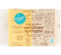 Natural Value - Spugne a Doppia Superficie in cellulosa - 4Tamponi di