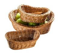 Natural Wicker Basket Fruit Basket - Set di 3 alimenti storage and Serving Containers - Imitazione Rattan Sneakers for Bread, Fruit, Vegetables, Towels - Ideal for Home Kitchen, Ristoranti, Cafes
