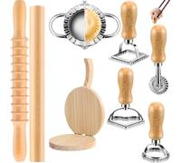Natural Wood Pasta Maker Kit - Tapered Rolling Pin & Spaghetti Cutter Set, manuale gnocchi Wrapper Maker for Kitchen, Authentic Household Cooking Supplies for Families & Gatherings