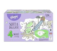 NATURAL WOOL DISTRIBUTION HAPPY PANNOLINI 8-14 KG MAXI TAGLIA 4 BOX COLORATI 124 PEZZI