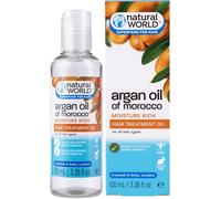 Natural World - Moroccan Argan Oil, Olio idratante, nutriente e riparatore per capelli, 100 ml
