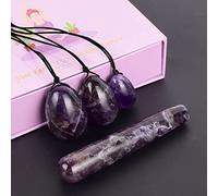 Natural Yoni Crystal Egg Roe Ametista Palline del pavimento pelvico Perline di giada Massaggio Palla for esercizi di Kegel,Viola decorazione della stanza