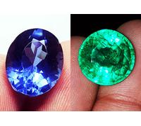Naturale Blu Tanzanite & Smeraldo 8 A 10 KT Loose Gemma Certificato Paio ~TE015