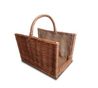 Naturale Cesto Portalegna in Vimini 50x35 cm Stabile & con Manici Borsa per Legna da Ardere Cesta per Legna Portalegna da Interno Porta Legna Per Interni