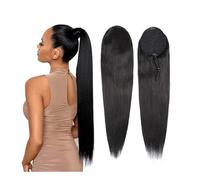 Naturale Coda di cavallo lunga e dritta con coulisse, con clip morbida in capelli umani, for donne Aspetto perfetto(12inches)