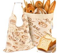 Naturale Confezione da 2 Sacchetti per il Pane di Cera D'api, 43×33 cm