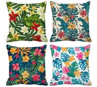 Naturale e fresco Federe Cuscini Divano 60 x 60 Cuscini per Divano Set di 4 Nordico Outdoor Cushions Waterproof Lino Decorative Pillows per Soggiorno Primavera Estate Esterno Giardino Panca z17-D