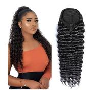 Naturale Extension con coulisse e clip for coda di cavallo con onde profonde e ricce, capelli umani con coda di cavallo spessa Aspetto perfetto(16inches)