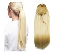 Naturale Extension for capelli con clip e coulisse for coda di cavallo dritte, extension for capelli umani for donne Aspetto perfetto(16inches)