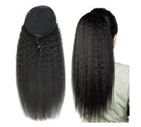 Naturale Extension for capelli ricci lisci con clip, code di cavallo, coulisse avvolgente, capelli umani Aspetto perfetto(16inches)