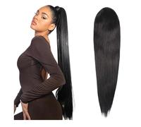 Naturale Extension for capelli umani con coda di cavallo liscia e coulisse, extension for capelli morbidi con clip for donne Aspetto perfetto(12inches)